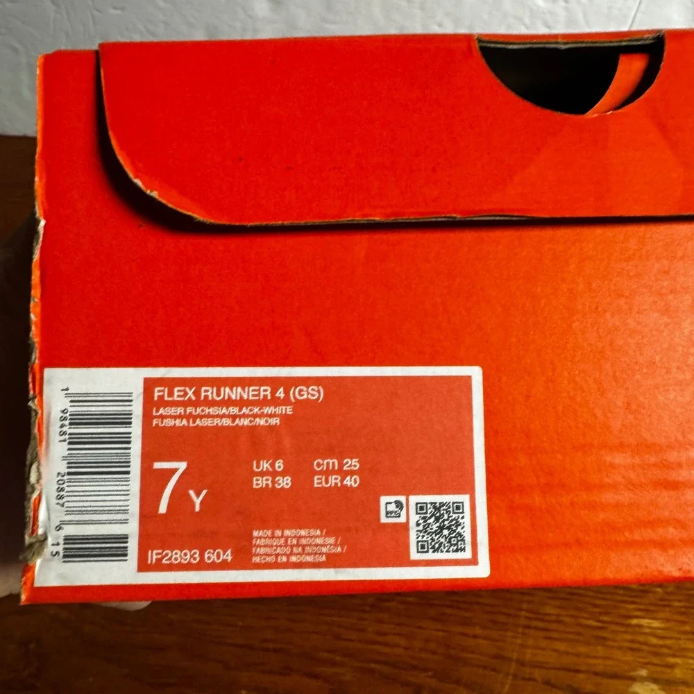Nike Flex‎ Runner 4 GS Kids Black Pink Slip On Athletic Shoes Size 7Y